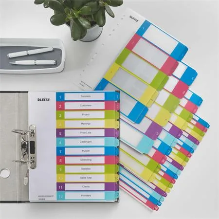 Register, plastový, A4 Maxi, 1-12, LEITZ "Wow" 2