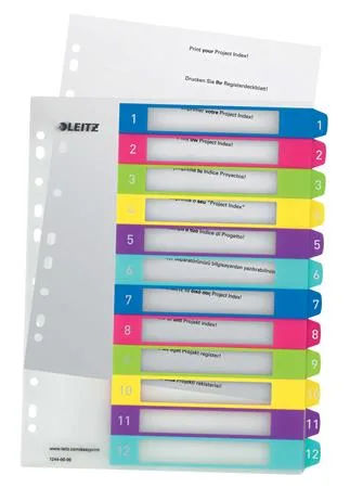 Register, plastový, A4 Maxi, 1-12, LEITZ "Wow" 4