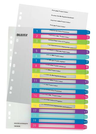 Register, plastový, A4 Maxi, 1-20, LEITZ "Wow" 4