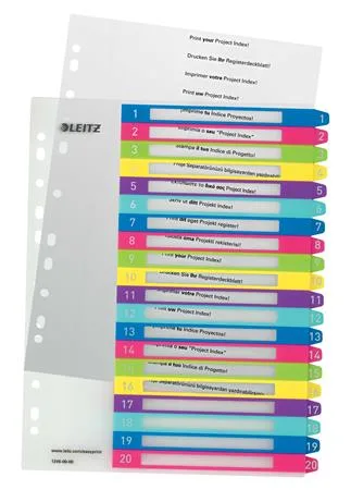Register, plastový, A4 Maxi, 1-20, LEITZ "Wow" 4