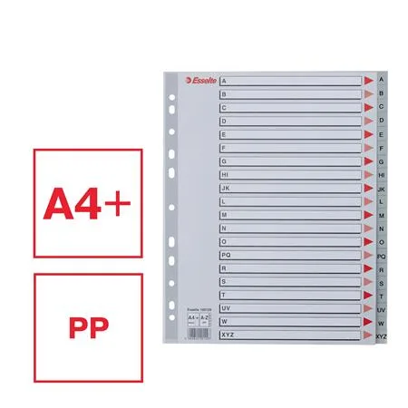 Register, plastový A4 Maxi, A-Z, ESSELTE, sivý 2