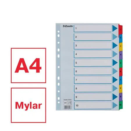 Register, kartón, A4, 1-10, ESSELTE "Mylar" 2