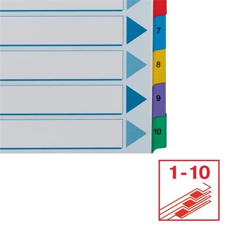 Register, kartón, A4, 1-10, ESSELTE "Mylar" 5