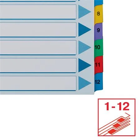 Register, kartón, A4, 1-12, ESSELTE "Mylar" 5