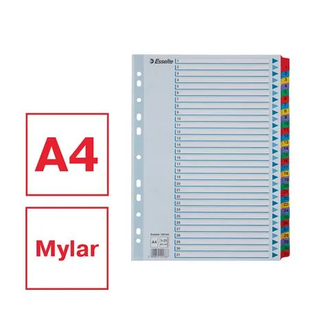 Register, kartón, A4, 1-31, ESSELTE "Mylar" 2