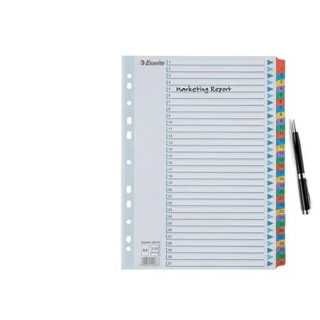 Register, kartón, A4, 1-31, ESSELTE "Mylar" 4
