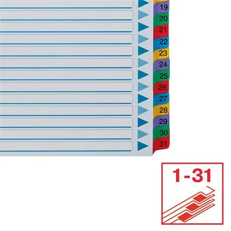 Register, kartón, A4, 1-31, ESSELTE "Mylar" 5