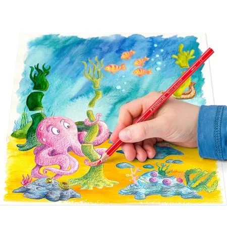 Akvarelové ceruzky, sada, šesťhranné, so štetcom, STAEDTLER "Noris® aquarell 144 10", 12 rôznych farieb 2