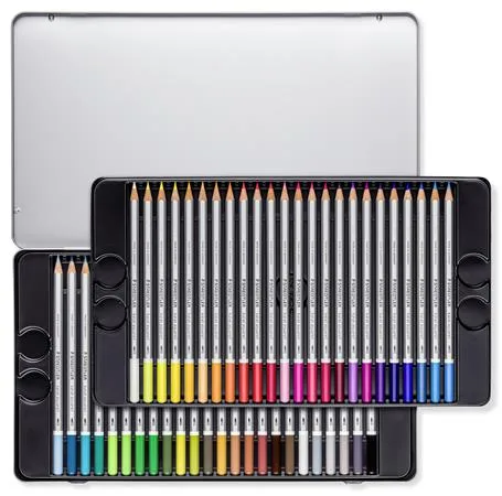 Akvarelové ceruzky, sada, šesťhranné, plechová krabička, STAEDTLER "Karat® aquarell 125", 48 rôznych farieb 2