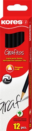 Grafitová ceruzka, HB, trojhranný tvar, KORES 2