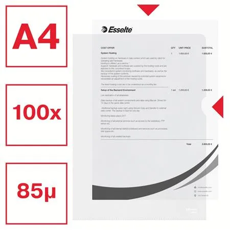 Obal "L", A4, 85 mikr., drsný povrsch, ESSELTE "Standard" 2