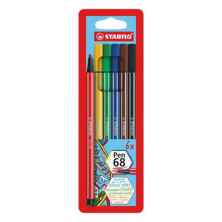 Popisovač, sada, 1 mm, STABILO "Pen 68", 6 rôznych farieb 2