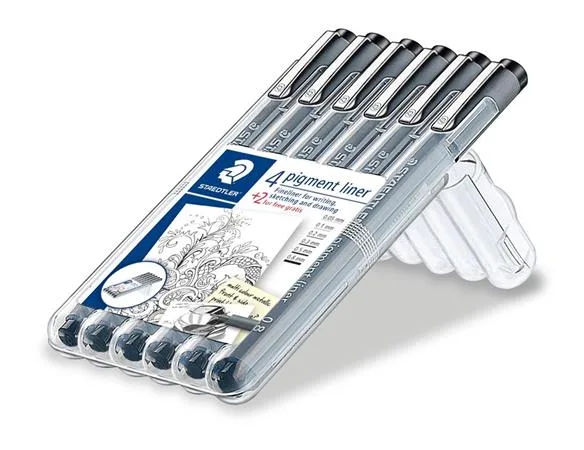 Liner, sada, STAEDTLER "Pigment Liner 308", 4+2 ks, čierna 2