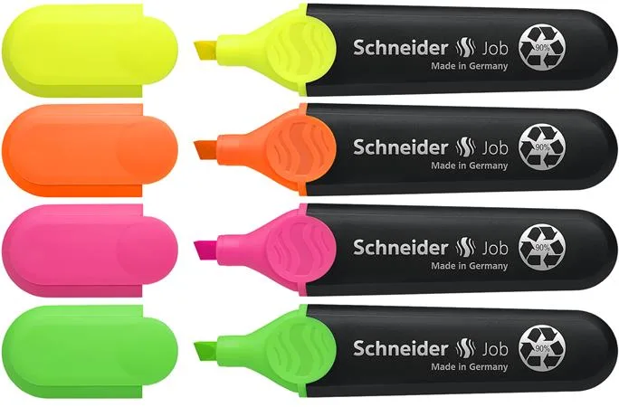 Zvýrazňovač, sada, 1-5 mm, SCHNEIDER "Job 150", 4 rôzne farby 4