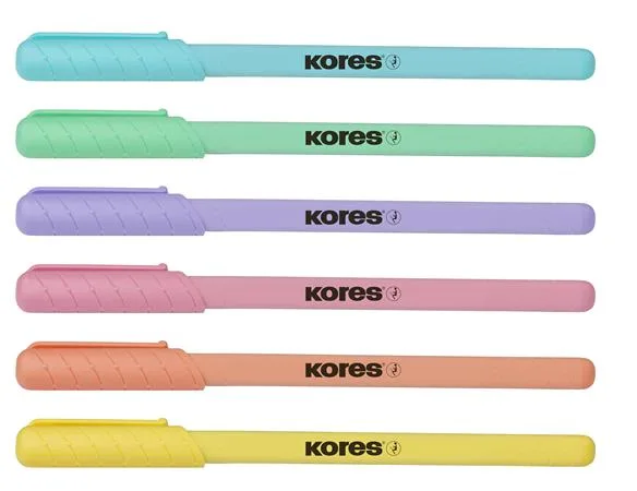 Guľôčkové pero, 1,0 mm, s vrchnákom, trojhranné, KORES "K0R-M Pastel", modrá 2