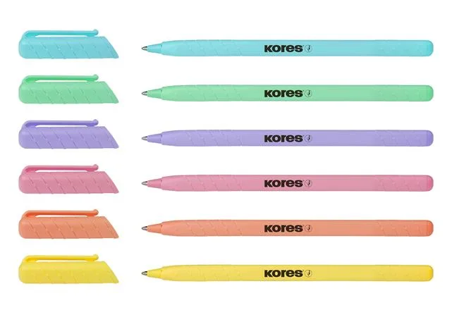 Guľôčkové pero, 1,0 mm, s vrchnákom, trojhranné, KORES "K0R-M Pastel", modrá 3