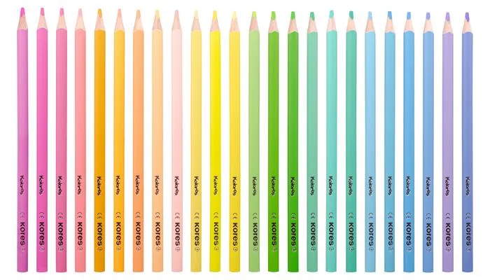 Farebné ceruzky, sada, trojhranné, KORES "Kolores Pastel", 24 pastelových farieb 2