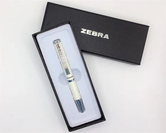 Guľôčkové pero, 0,24 mm, teleskopické telo, kovová biela, ZEBRA "SL-F1", modrá 2