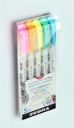 Fixky, sada, obojstranné, ZEBRA "Mildliner Fluorescent", 5 farieb 2