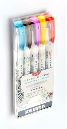 Fixky, sada, obojstranné, ZEBRA "Mildliner Warm", 5 farieb 2