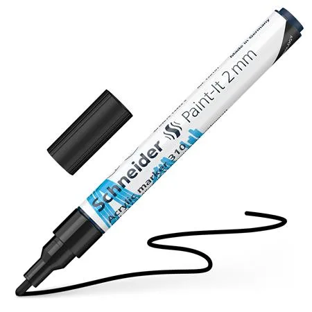Akrylový popisovač, 2 mm, SCHNEIDER "Paint-It 310" , čierny 4