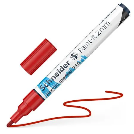 Akrylový popisovač, 2 mm, SCHNEIDER "Paint-It 310", červený 4