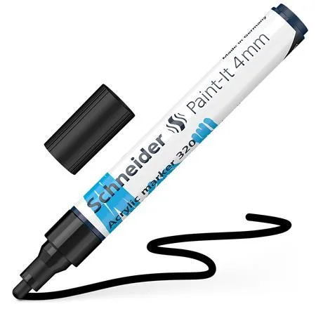 Akrylový popisovač, 4 mm, SCHNEIDER "Paint-It 320" , čierny 4