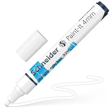 Akrylový popisovač, 4 mm, SCHNEIDER "Paint-It 320", biely 4