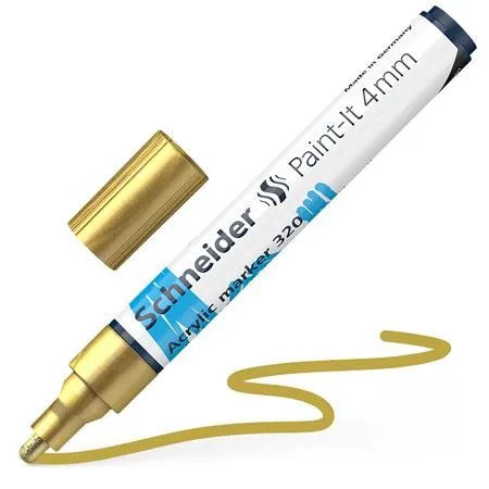 Akrylový popisovač, 4 mm, SCHNEIDER "Paint-It 320", zlatý 4