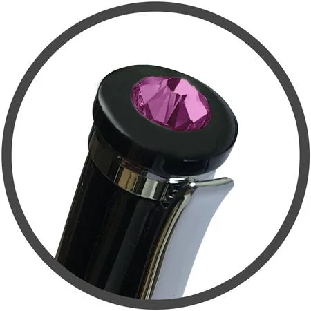 Guľôčkové pero, čierna, "Rimini", s ružovým krištáľom SWAROVSKI®, 14 cm, ART CRYSTELLA® 2