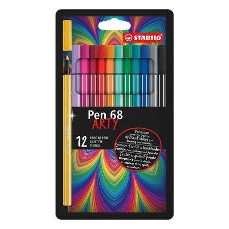 Fixky, sada, 1 mm, STABILO "Pen 68 ARTY", 12 rôznych farieb 2