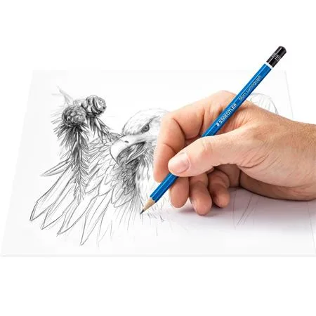 Grafitová ceruzka, sada, so strúhadlom a gumou, šesťhranná, STAEDTLER "Mars Lumograph 100", 6 rôznych tvrdostí 2