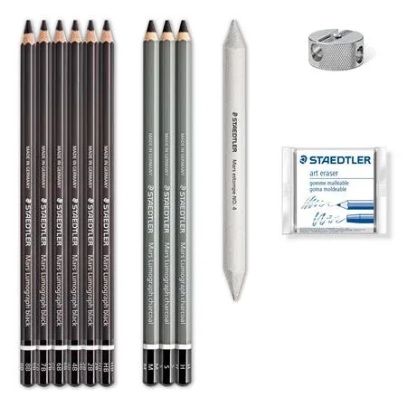 Grafitová ceruzka, so strúhadlom, s gumou, STAEDTLER "Mars Lumograph 100 C", 6 rôznych tvrdostí 2
