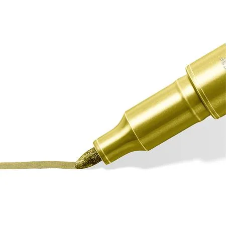 Dekoračný popisovač, 1-2 mm, kužeľový hrot, STAEDTLER "8323", 6 rôznych kovových farieb, darček: čierne tušové pero 2