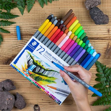 Fixky, sada, 0,8/3,0 mm, obojstranné, STAEDTLER "3200", 72 rôznych farieb 3