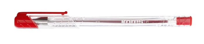 Guľôčkové pero, 1,0 mm, s vrchnákom, trojhranný tvar, KORES "K11-M", červená 2