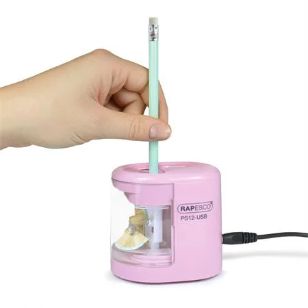 Strúhadlo, 2-dierové, stolové, elektrické, USB konektor, RAPESCO"PS12-USB", svetloružová 2
