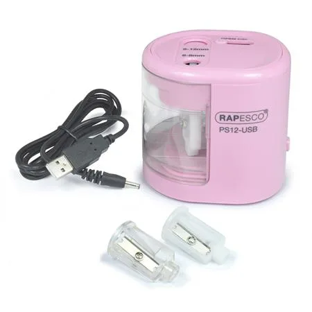 Strúhadlo, 2-dierové, stolové, elektrické, USB konektor, RAPESCO"PS12-USB", svetloružová 3