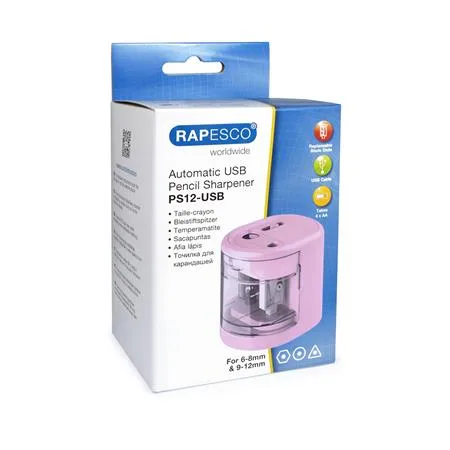 Strúhadlo, 2-dierové, stolové, elektrické, USB konektor, RAPESCO"PS12-USB", svetloružová 6