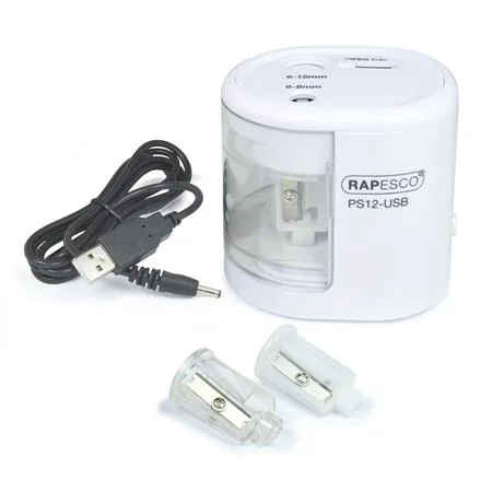 Strúhadlo, 2 otvory, stolové, elektrické, USB konektor, RAPESCO"PS12-USB", biela 3