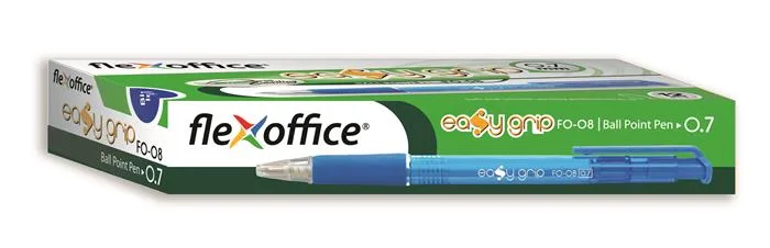 Guľôčkové pero, 0,4 mm, stláčací mechanizmus, FLEXOFFICE "EasyGrip", modré 2