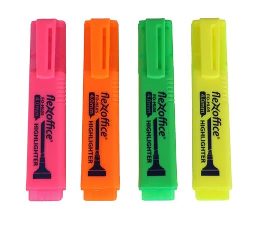 Zvýrazňovač, sada, 1-4 mm, FLEXOFFICE "HL05", 4 rôzne farby 2