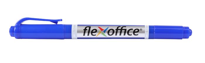 Permanentný popisovač, 0,4/1,0 mm, kužeľový, obojstranný, FLEXOFFICE "PM01", modrý 2