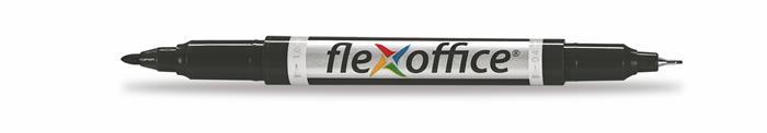 Permanentný popisovač, 0,4/1,0 mm, kužeľový, obojstranný, FLEXOFFICE "PM01", čierny 2