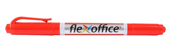 Permanentný popisovač, 0,4/1,0 mm, kužeľový, obojstranný, FLEXOFFICE "PM01", červený 2