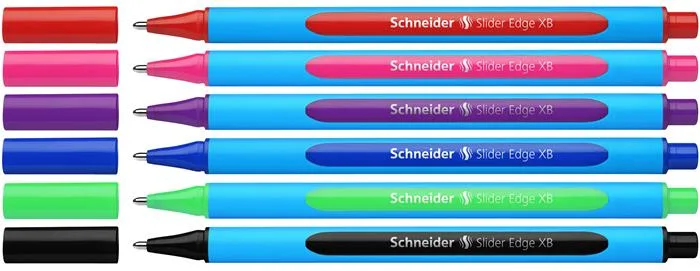 Guľôčkové pero, sada, 0,7 mm, s vrchnákom, SCHNEIDER "Slider Edge XB", mix farieb 2
