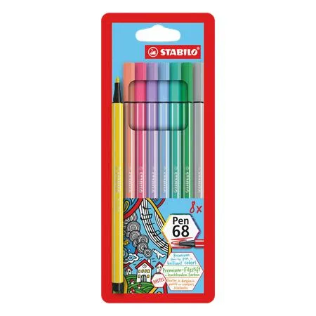 Popisovač, sada,1 mm, STABILO "Pen 68", 8 pastelových farieb 2