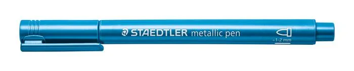 Dekoračný popisovač, 1-2 mm, kužeľový hrot, STAEDTLER "8323", kovovo modrý 2