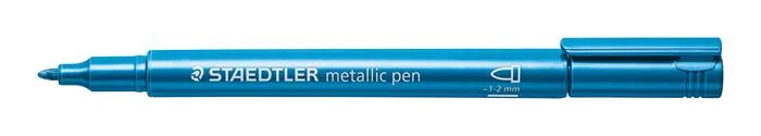 Dekoračný popisovač, 1-2 mm, kužeľový hrot, STAEDTLER "8323", kovovo modrý 3