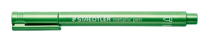 Dekoračný popisovač, 1-2 mm, kužeľový hrot, STAEDTLER "8323", kovovo zelený 2